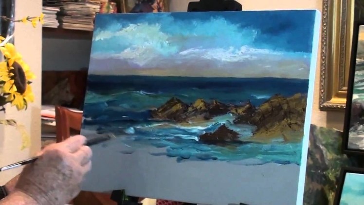 Paint Ocean with Rocks - Marge Kinney Art - Part #1 of 3- Seascape