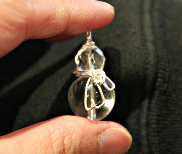 {DIY} Snowman Pendant - How to make a silver wire wrapped Gemstone Pendant