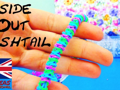 Fishtail Loom Bracelet INSIDE OUT Rainbow Loom with Fork Tutorial in english without the loom