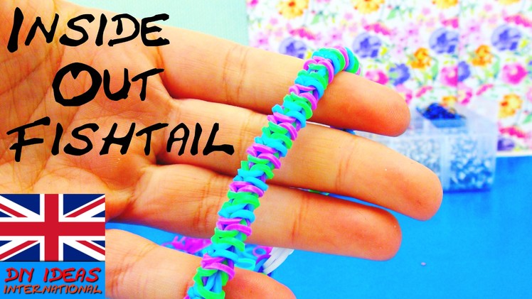 Fishtail Loom Bracelet INSIDE OUT Rainbow Loom with Fork Tutorial in english without the loom