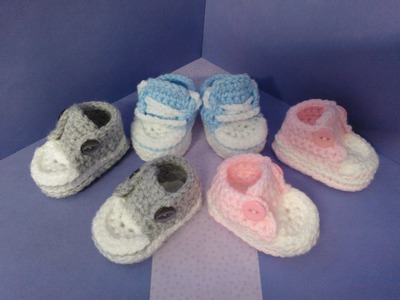 How to crochet my easy petite baby converse style slippers part 2