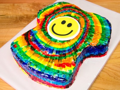 T-Shirt Shaped Rainbow Tie-Dye Cake from Cookies Cupcakes and Cardio
