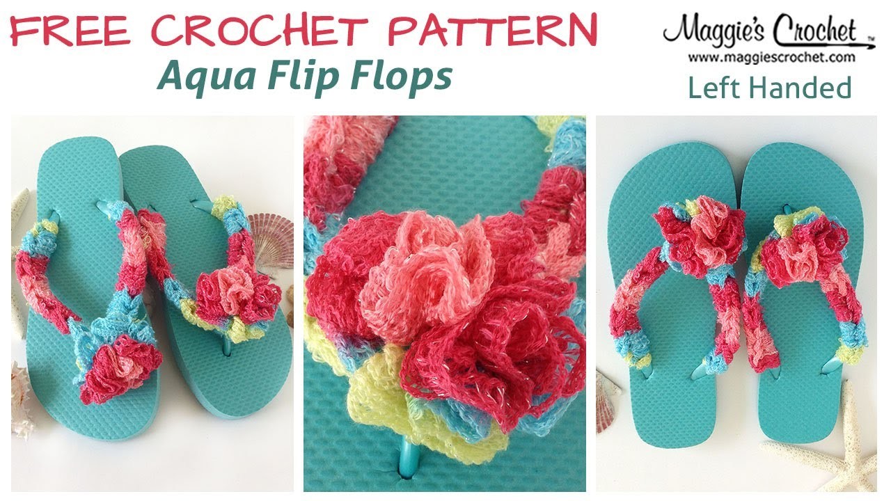 Aqua Flip Flops Free Crochet Pattern Left Handed