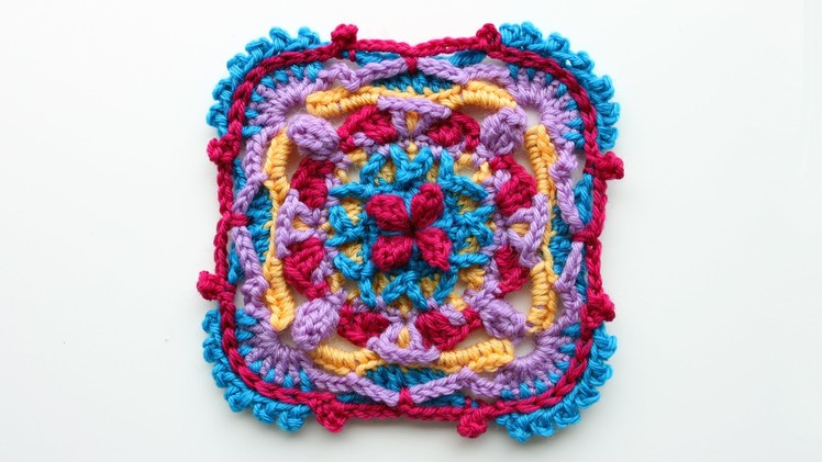 Colorful overlay crochet square tutorial, part 1 of 3
