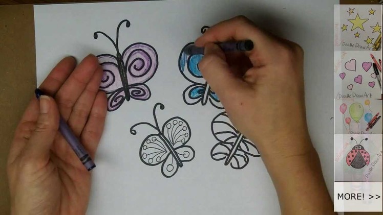 Drawing: How To Draw Cartoon Butterflies - Step by Step Easy drawing lesson for kids