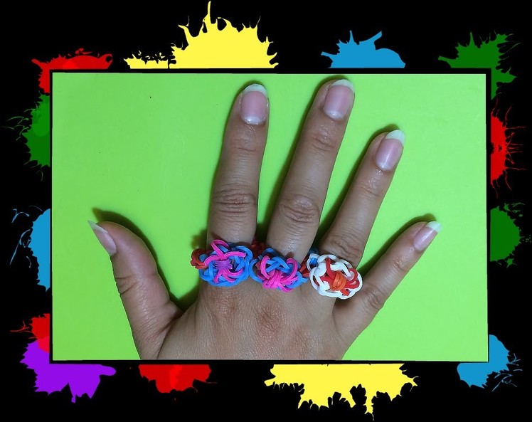 Level 2 video 6: How to make a Rainbow Loom flower ring with Loom bands and a hook (EASY)