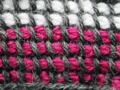 Tunisian crochet in the round in two colours