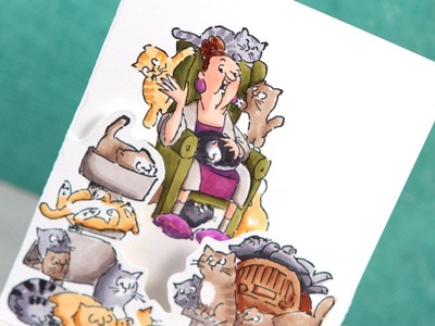 Copic Markers & Art Impressions Cat Lady - Color Wednesday #47