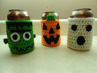 #Crochet Easy Halloween Can Cup Holder Cozy Great Fun Craft For Kids to Help #TUTORIAL