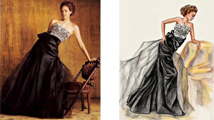 Emmy Rossum  Dress Shooting for Marie Claire (May 2006): Fashion Illustration