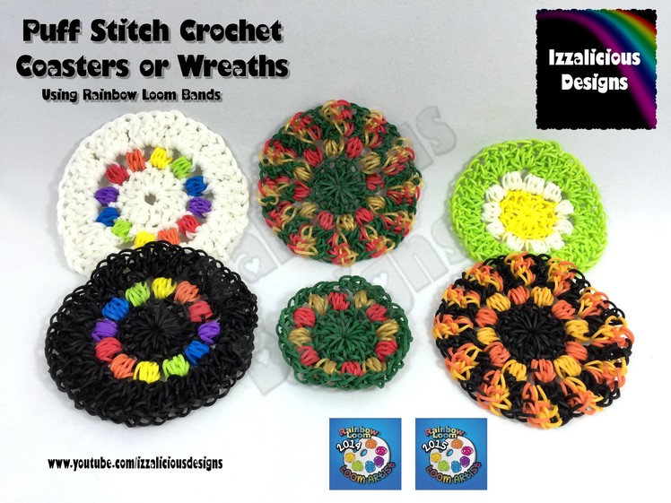Loomigurumi Crochet Coaster | Wreath | Decoration using Rainbow Loom Bands