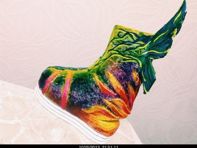 Paper Mache: Winged Rainbow Shoe