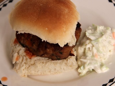 Buffalo Chicken Burgers - Recipe by Laura Vitale - Laura in the Kitchen Episode 282