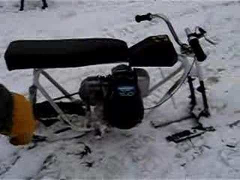 Homemade snowmobile test prototype mini snowbike