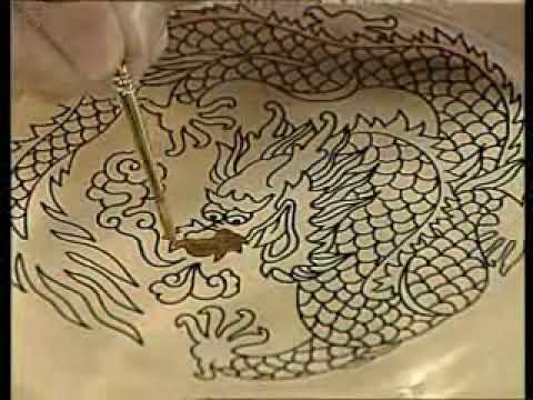 Painting Dragon on Glass Plate with Pebeo Paints