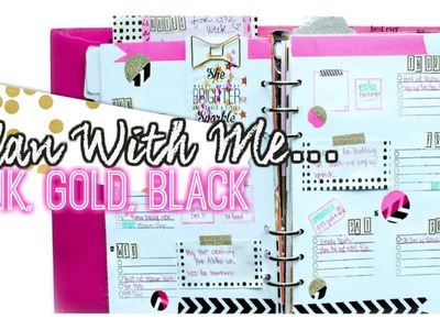 Plan With Me. Pink, Gold, Black Layout For Your Planner. villabeauTIFFul