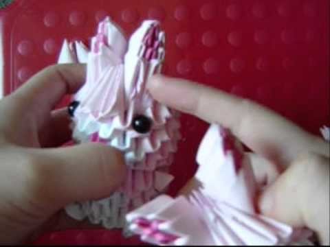 3D origami pink bunny part 2