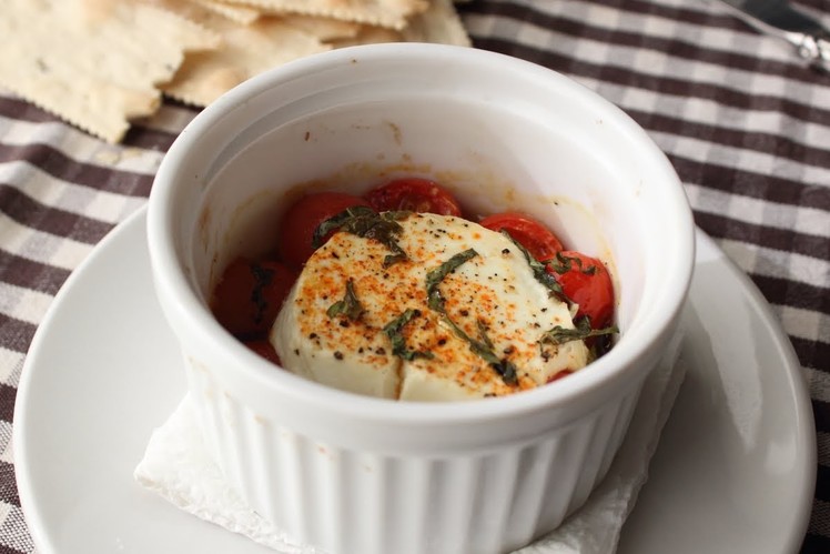 Baked Goat Cheese "Caprese" - Goat Cheese Baked with Tomatoes and Basil