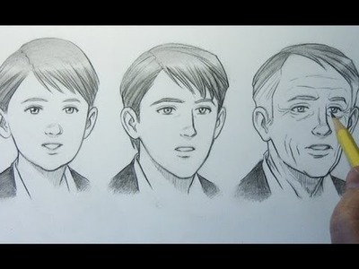 Drawing Time Lapse: Boy, Teen, & Old Man