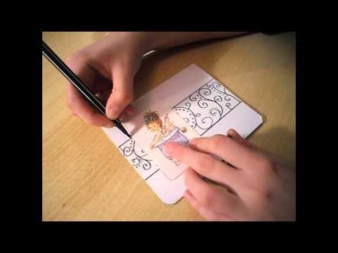 Making simple Sarah Kay card with drawing TUTORIAL  by Marlen