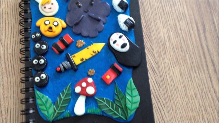 Polymer Clay Adventure Time.Spirited Away Sketchbook Cover!