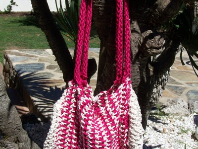BOWLING  BAG FOR THE BEACH WITH CIRCULAR LOOM