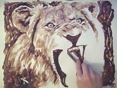 CHOCOLATE SYRUP PAINTING - Lion