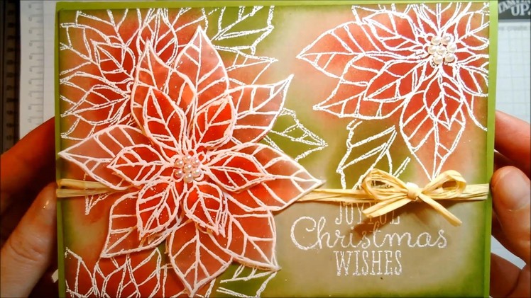Christmas Card 2013 #6 - Emboss Resist Technique with Joyful Christmas Poinsettias
