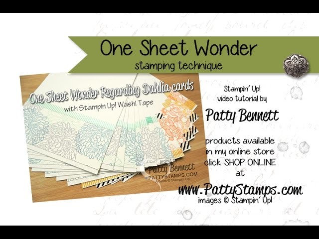 Create One Sheet Wonder Cards with Stampin' UP! stamps : PattyStamps video tutorial