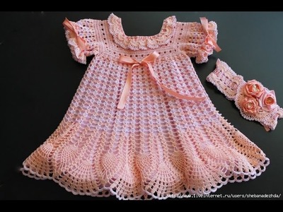 Crochet dress| How to crochet an easy shell stitch baby. girl's dress for beginners 45