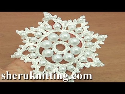 Crochet Snowflake Ornament With Beads Tutorial 19