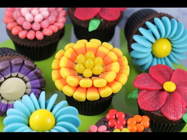 Easy Flower Cupcakes - Candy Flowers w. NO Fancy cutters! | My Cupcake Addiction