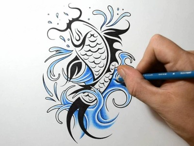 How to Draw a Koi Fish Tattoo Design