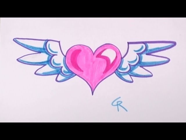How to Draw Heart with Wings for Kids - CC