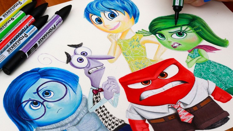 INSIDE OUT ☼ Drawing Riley's Emotions ☼ Sadness Fear Joy Anger & Disgust Disney Pixar Speed Art How