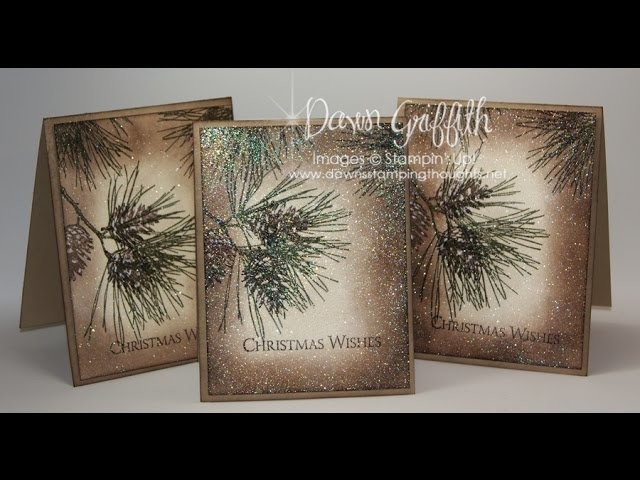 Ornamental Pine Embossed Christmas card with Dawn