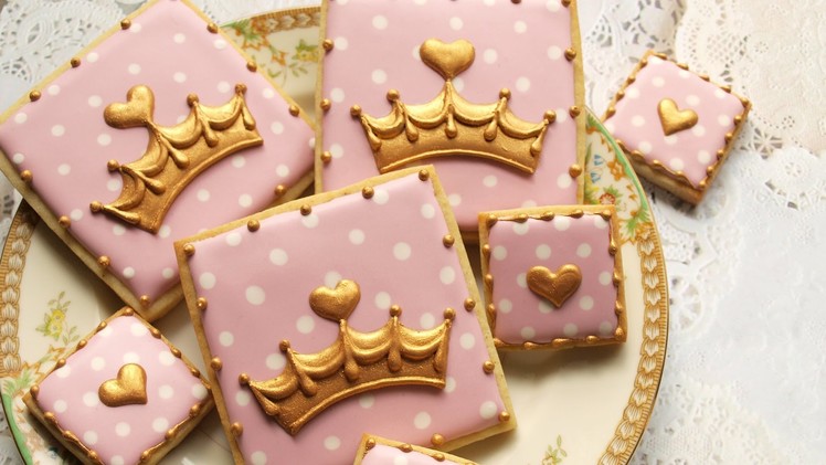 Pink and Gold Crown Cookies - Royal Baby Shower Collab