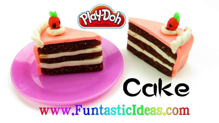 Play Doh Cake.Slice of cake.Birthday Cake.Strawberry Chocolate - How to