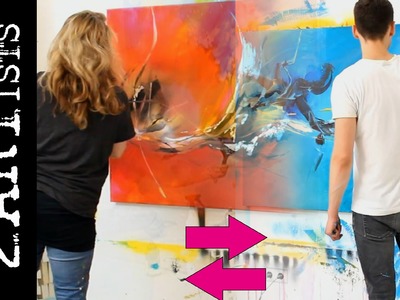 2 ARTists - Abstract acrylic painting demo by zAcheR-fineT & mARTin Spiegel