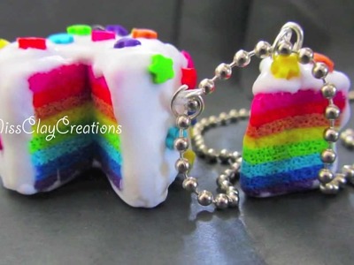 Clay Rainbow Cake Necklace by MissClayCreations