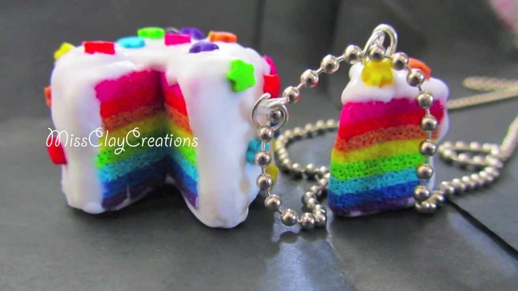 Clay Rainbow Cake Necklace by MissClayCreations