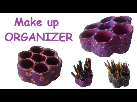 DIY Make up or pencil organizer - Recycle eggholder