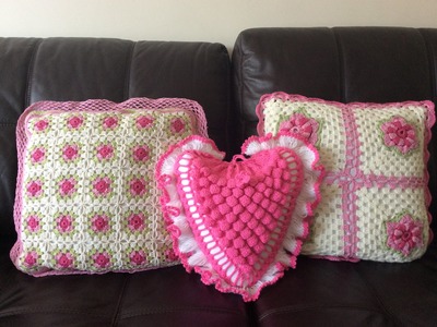 Heart shaped cushion made from crochet pt 4 of 4 by Lin
