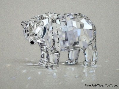 How to Draw a Swarovski Crystal Bear With Color Pencils - Glass