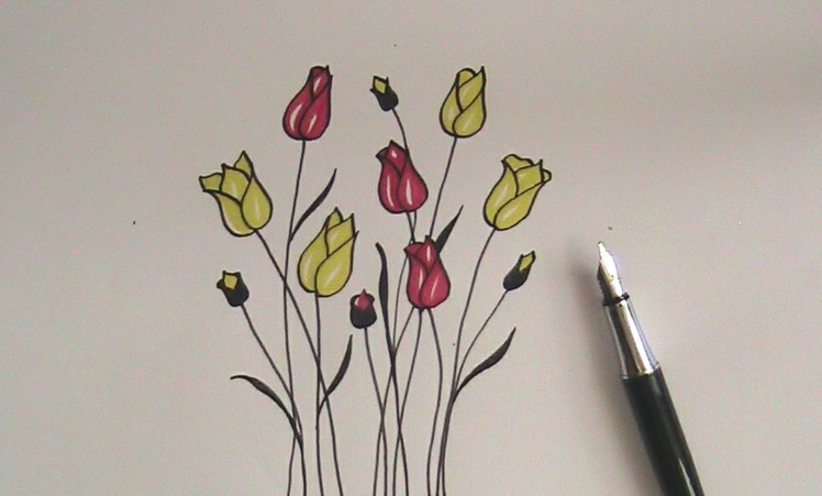 How to draw flowers for beginners- easy version tulip flowers