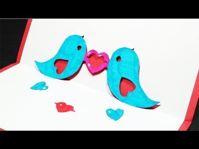 How to make a Twitter Love Birds Pop Up Card | FREE Template - (Kirigami) Valentines Day Greetings!