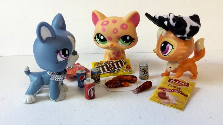 How to Make LPS Tiny Junk Food Snacks - DIY Fried Chicken, Soda, Candy, & Chips