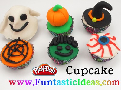 Play Doh 6  Cupcakes Halloween Edition - How to tutorial with playdough by Funtastic Ideas