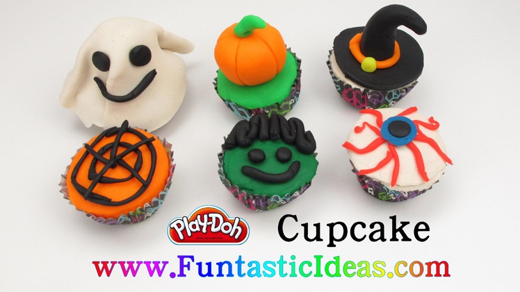 Play Doh 6  Cupcakes Halloween Edition - How to tutorial with playdough by Funtastic Ideas