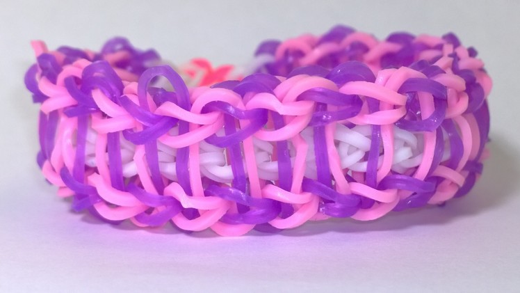 Purple Pink Rainbow Loom Ladder Bracelet With Two Forks.Without Loom! DIY